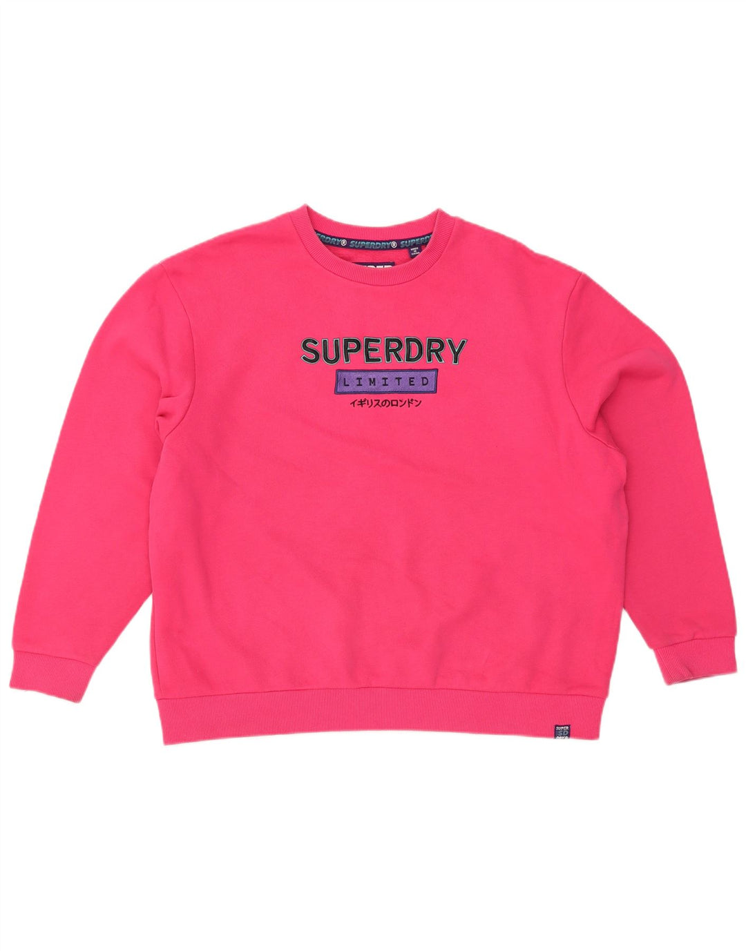 SUPERDRY Damski sweter oversize z grafiką UK 14, duży, różowy
