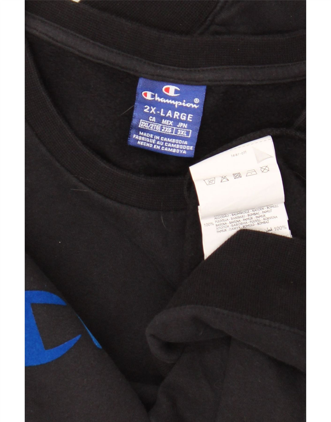 Męski sweter z grafiką Champion, 2XL, czarny, bawełniany