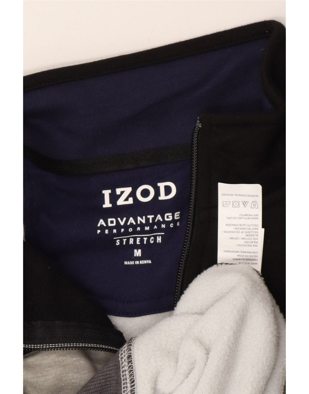 Męski sweter IZOD z zamkiem błyskawicznym, średnioszary, poliester w blokach kolorystycznych