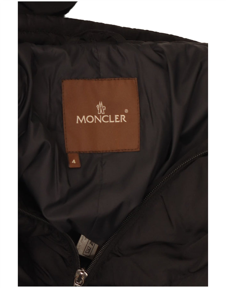 Damski ocieplany płaszcz Moncler, rozmiar 4 XL, czarny poliamid