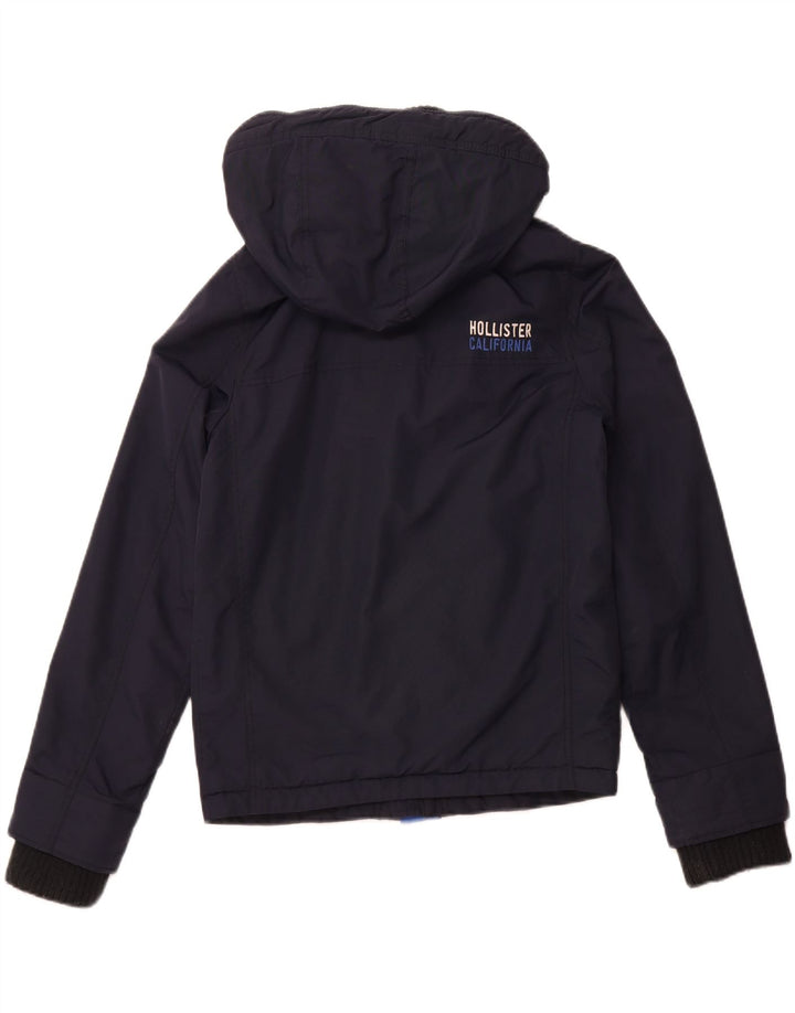 Damska kurtka wiatrówka z kapturem HOLLISTER UK 10, mała, granatowa, nylonowa
