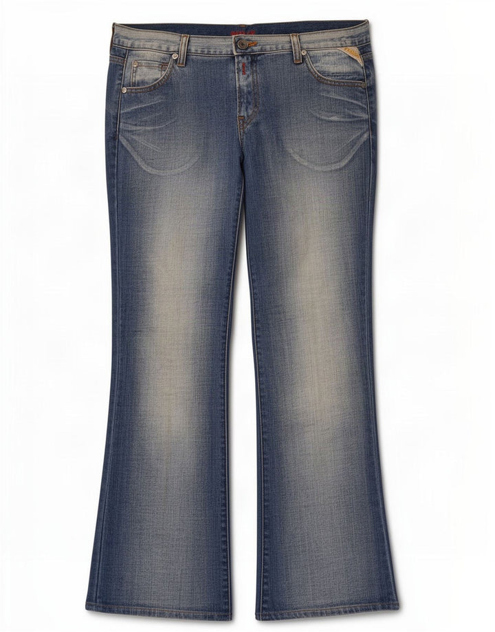 Damskie jeansy Bootcut Replay W32 L30 Niebieskie bawełniane