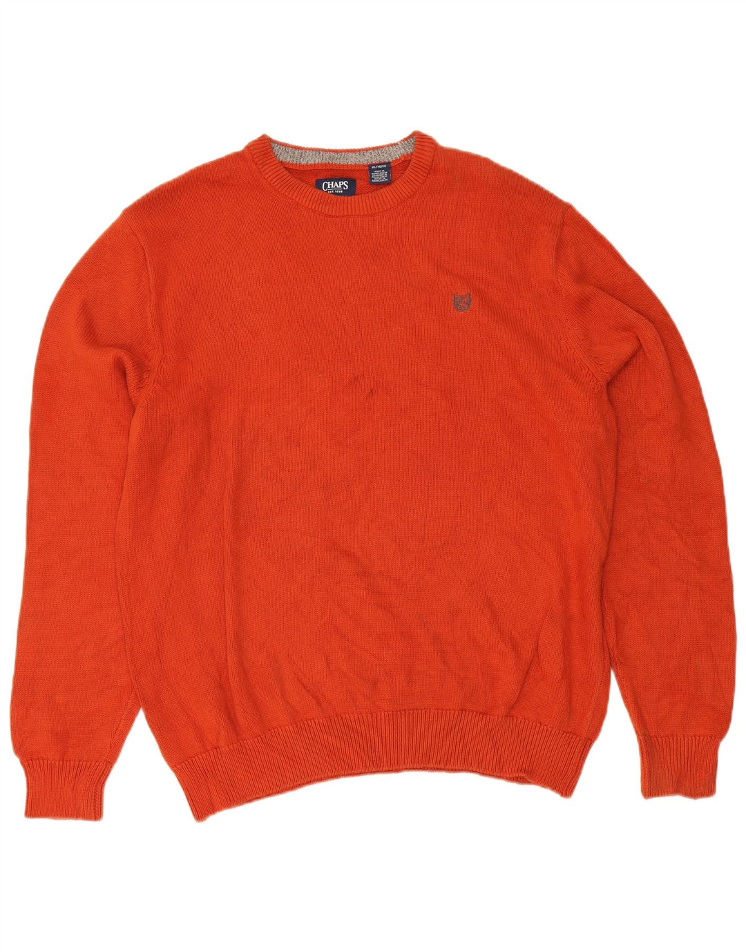 Męski sweter z okrągłym dekoltem Chaps XL, pomarańczowy, bawełniany