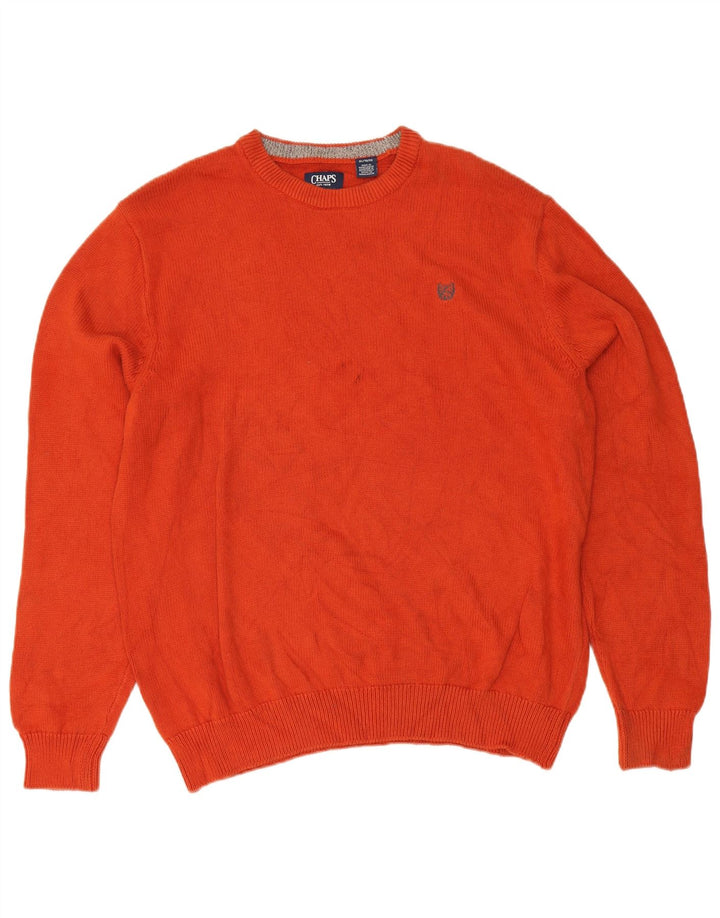 Męski sweter z okrągłym dekoltem Chaps XL, pomarańczowy, bawełniany
