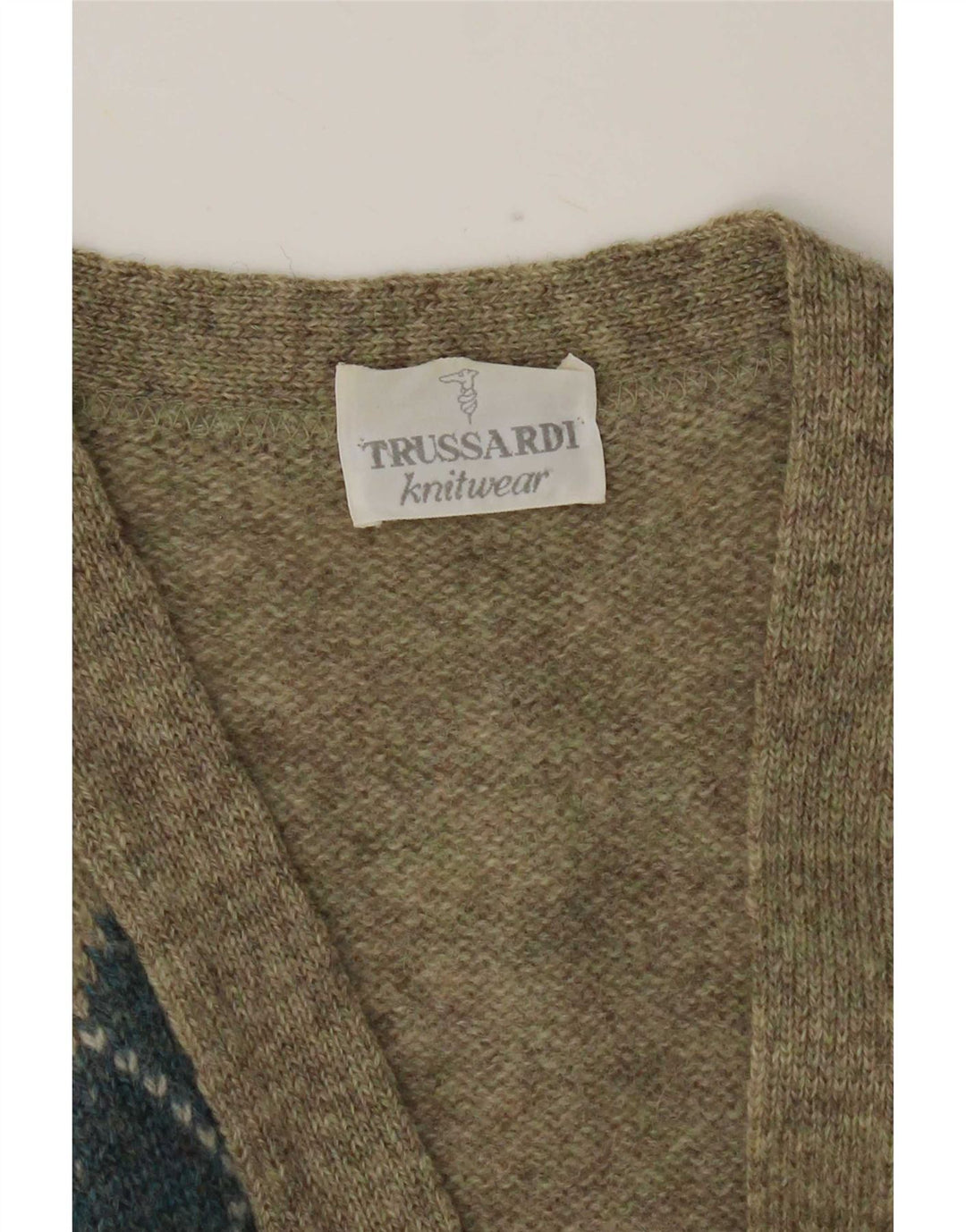 Sweter męski Trussardi, duży, khaki, argyle/diament