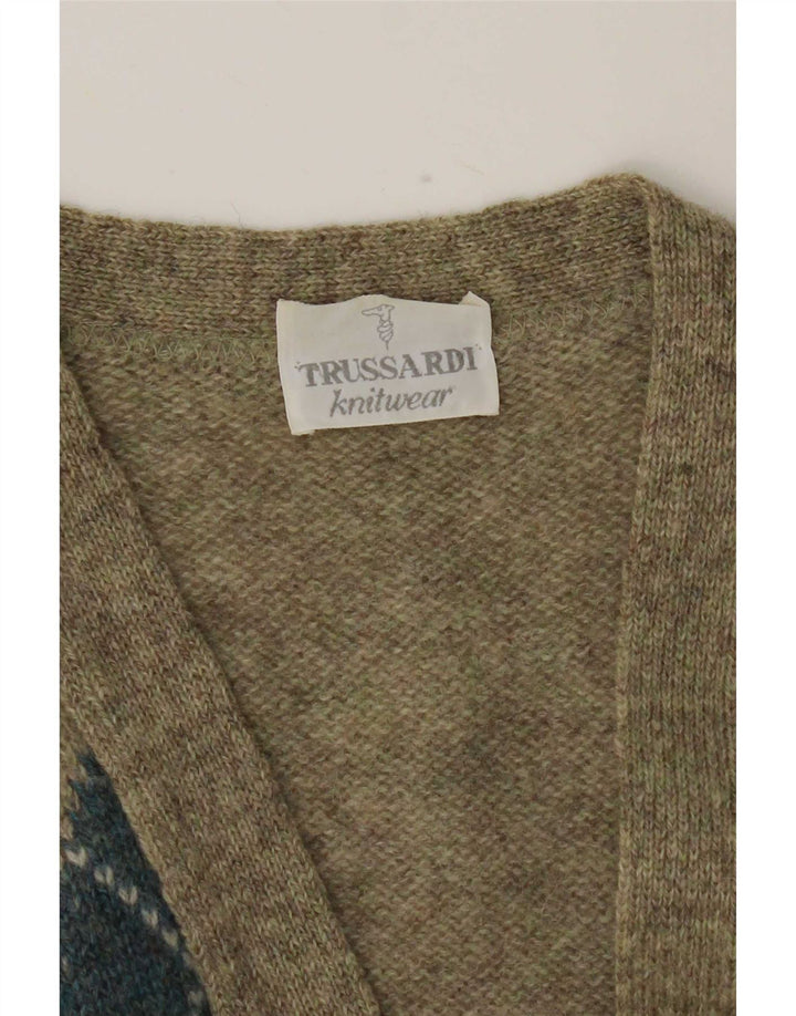 Sweter męski Trussardi, duży, khaki, argyle/diament