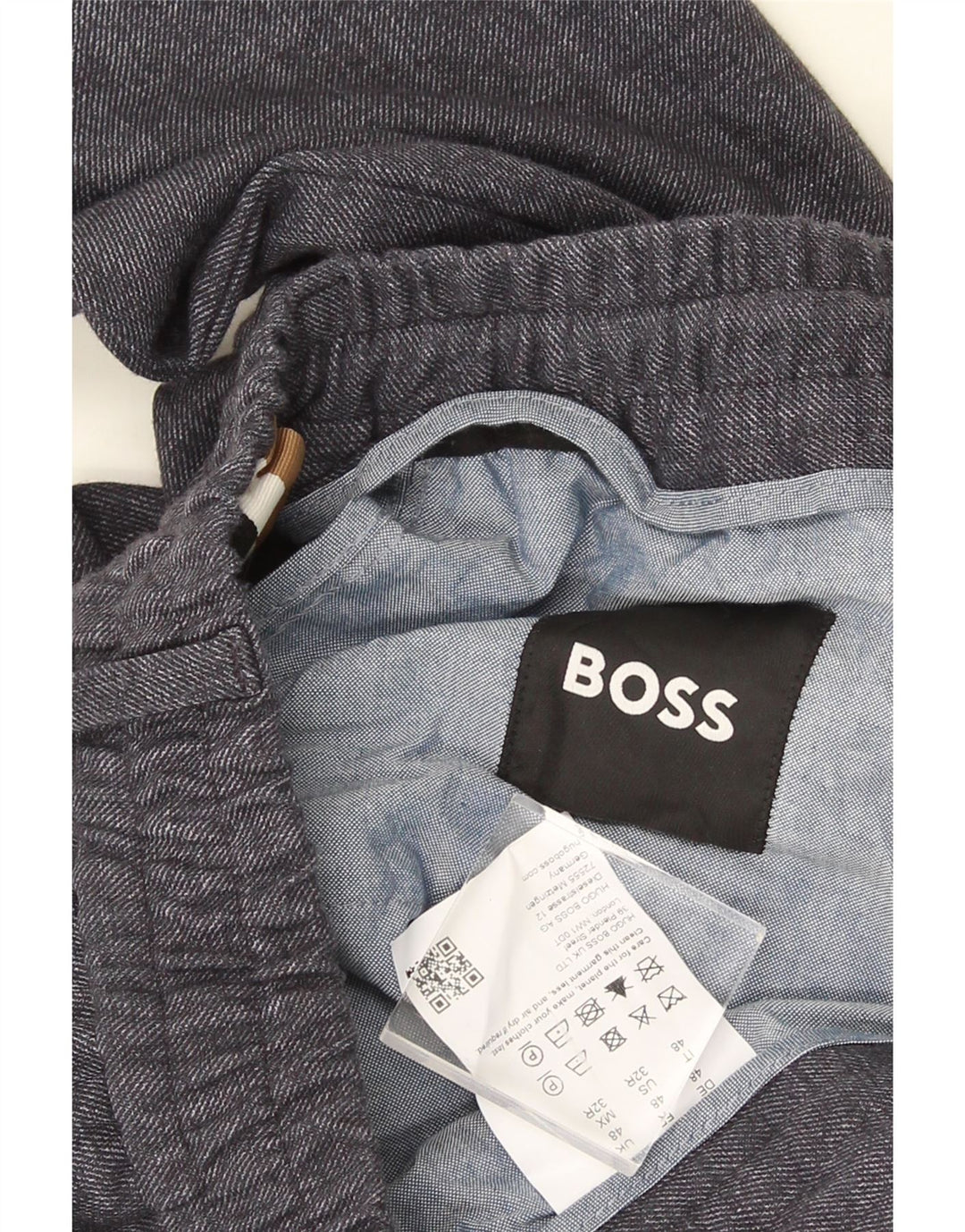 Męskie zwężane spodnie Chino HUGO BOSS IT 48 Medium W32 L30 Szary poliester