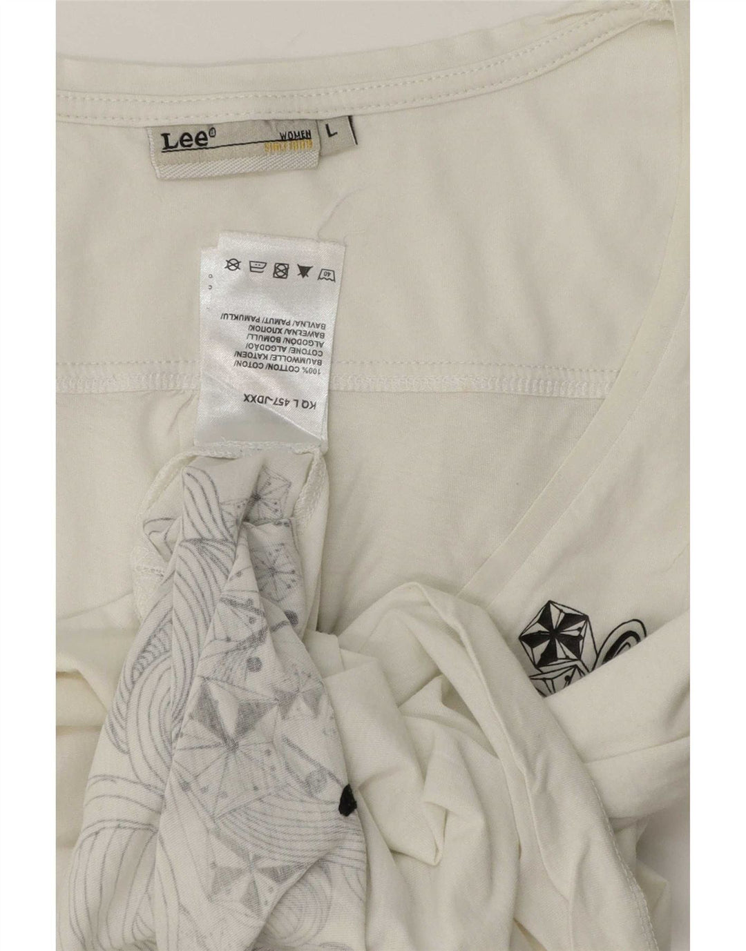 Damski top Lee z rękawem 3/4, UK 16, duży, biały, bawełniany