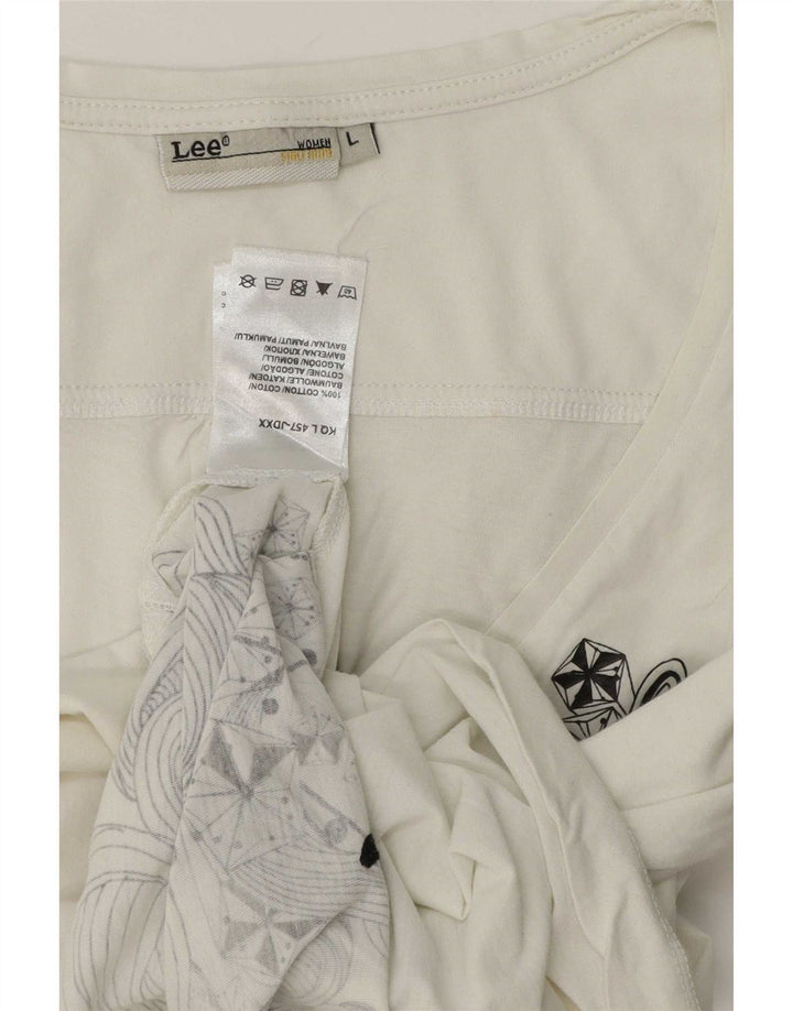 Damski top Lee z rękawem 3/4, UK 16, duży, biały, bawełniany