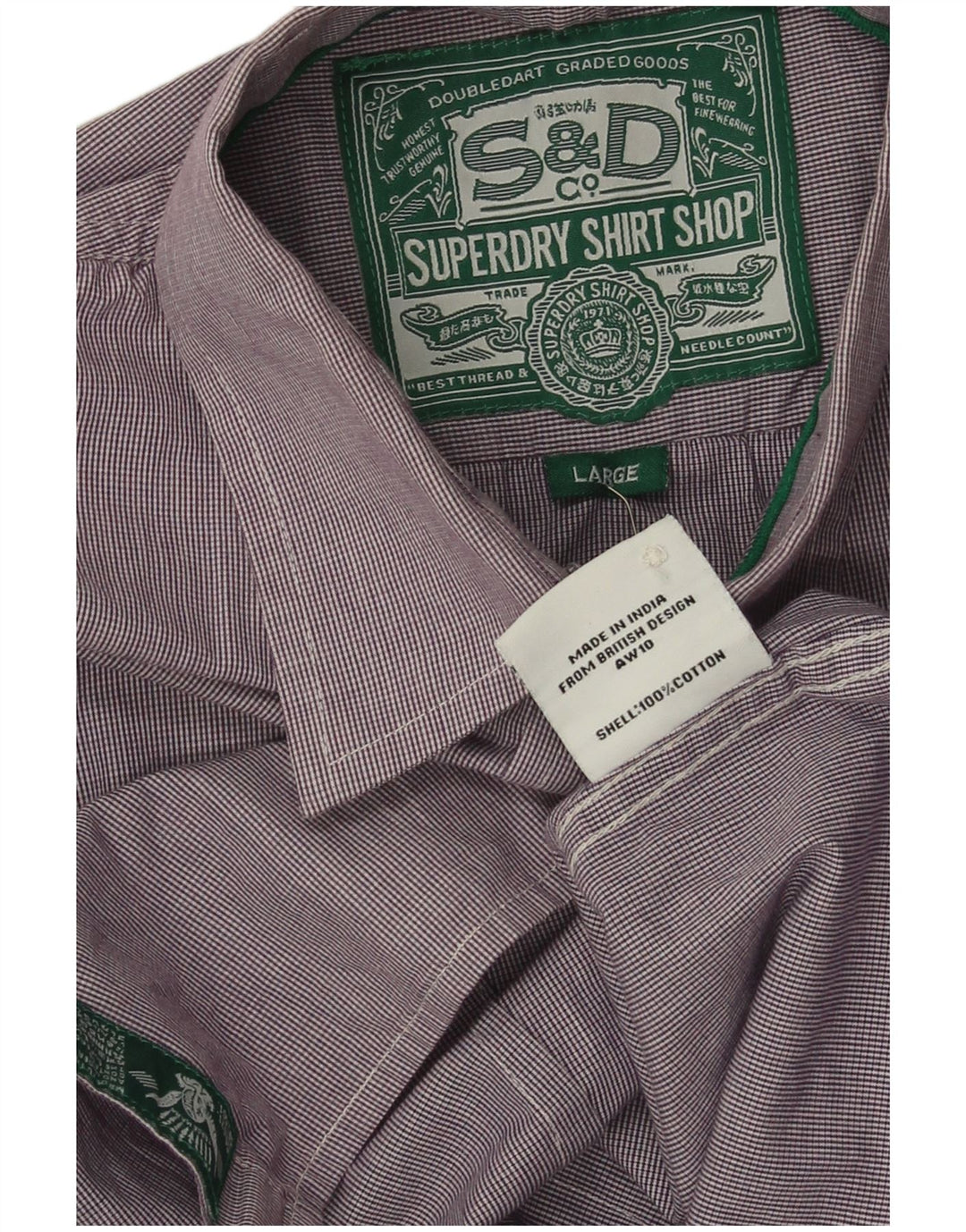 Koszula męska Superdry, bawełniana, w dużą fioletową kratkę