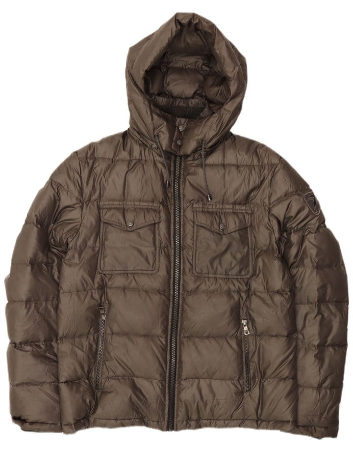 Męska ocieplana kurtka z kapturem Trussardi Jeans IT 54 2XL Khaki Poliester