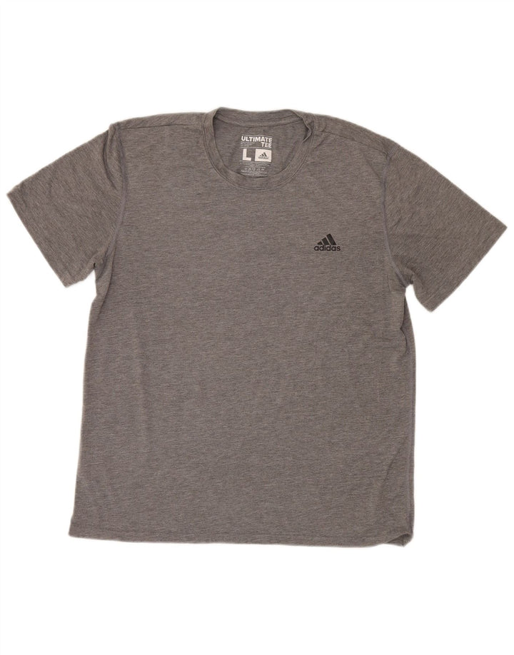 Adidas Męski T-shirt Climalite Top, duży, szary, nakrapiany poliester