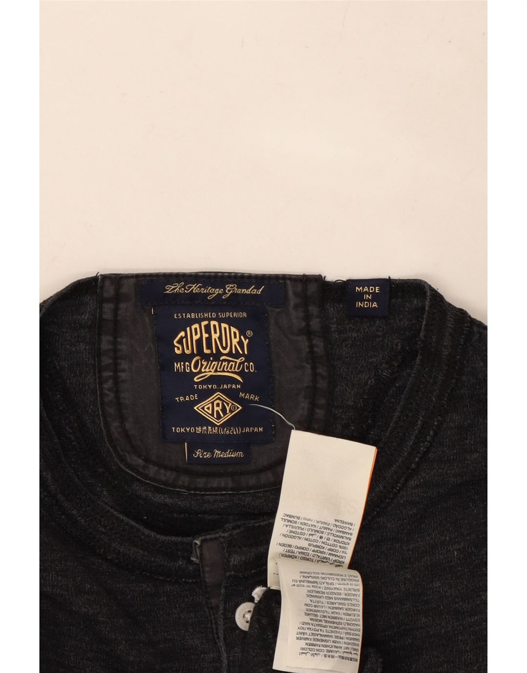 SUPERDRY Męski top z długim rękawem, średnioszary, bawełniany