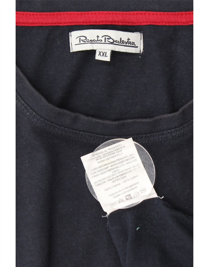 RENATO BALESTRA Damska koszulka top 2XL Granatowa bawełna