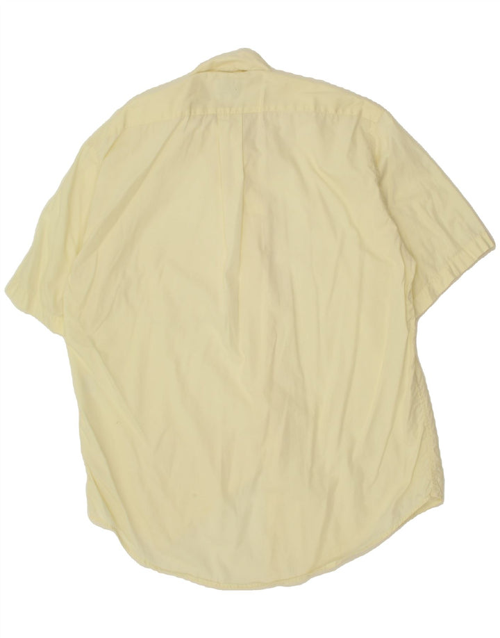 TRUSSARDI Mens Short Sleeve Shirt Large Yellow Vintage Trussardi and Second-Hand Trussardi from Messina Hembry 