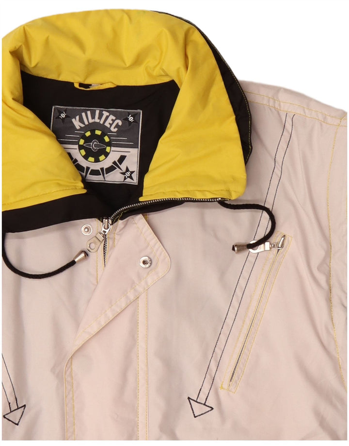 Męska kurtka przeciwdeszczowa Killtec Graphic UK 40, duża, biała, z poliestru w blokach kolorów