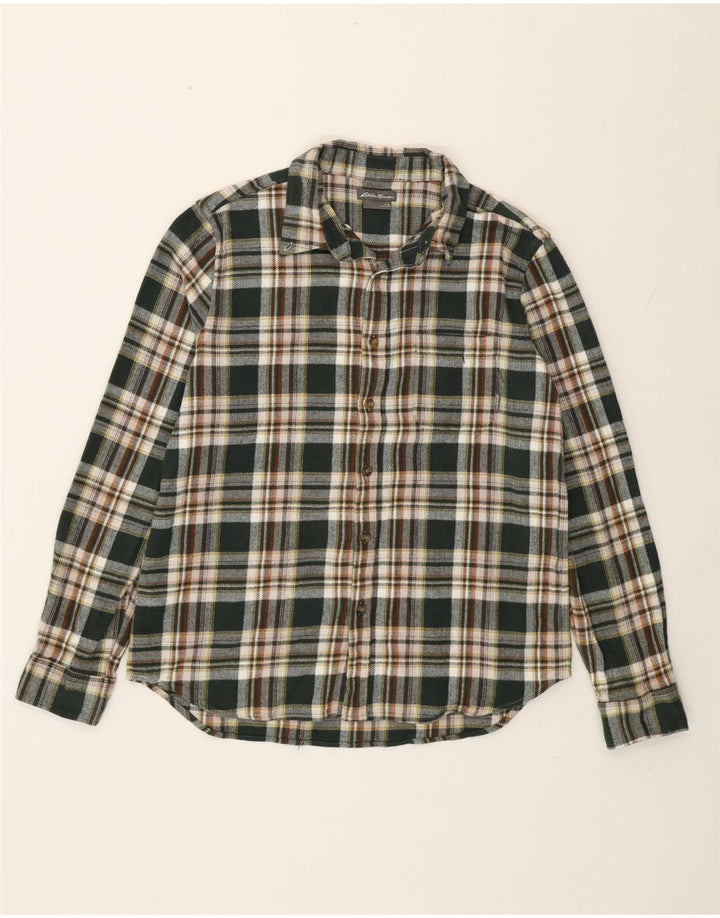 Męska koszula flanelowa Eddie Bauer, duża, bawełniana w zieloną kratę