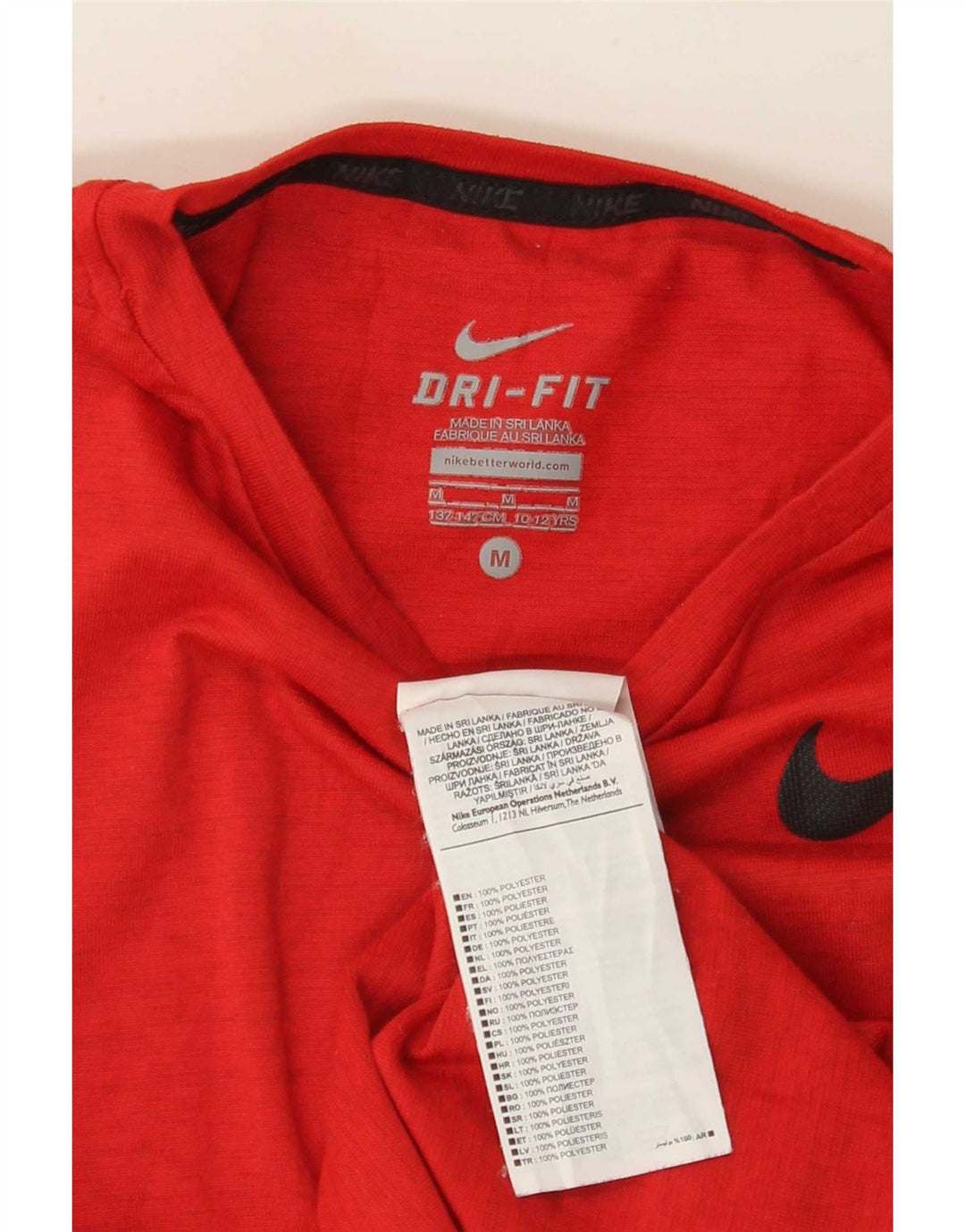 Chłopięcy t-shirt Nike Dri Fit na 10-11 lat, średni, czerwony, nakrapiany poliester