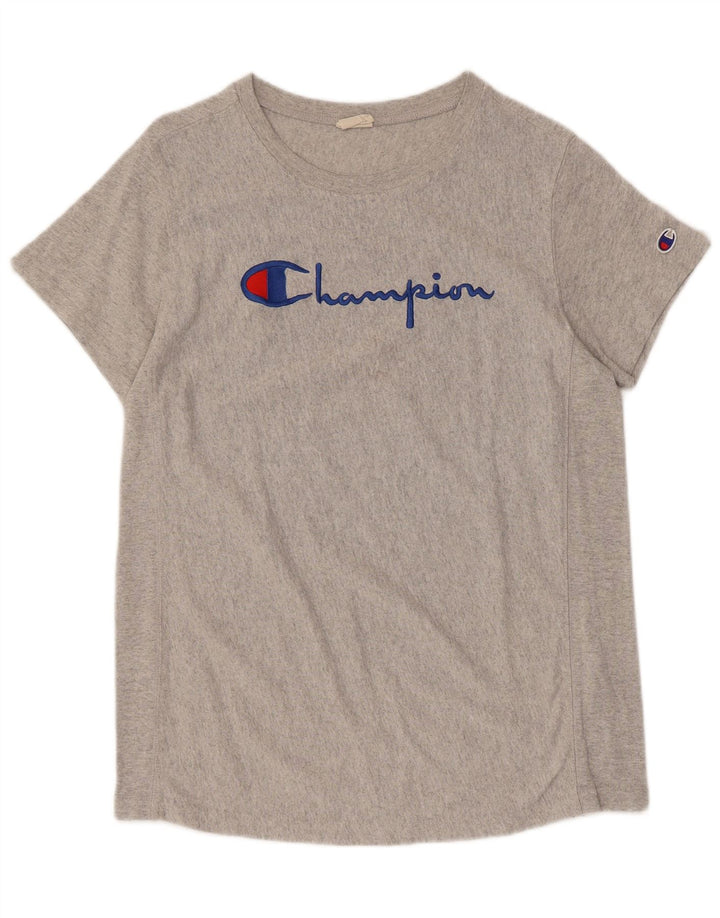 Męski T-shirt Champion z grafiką, duży, szary, bawełniany