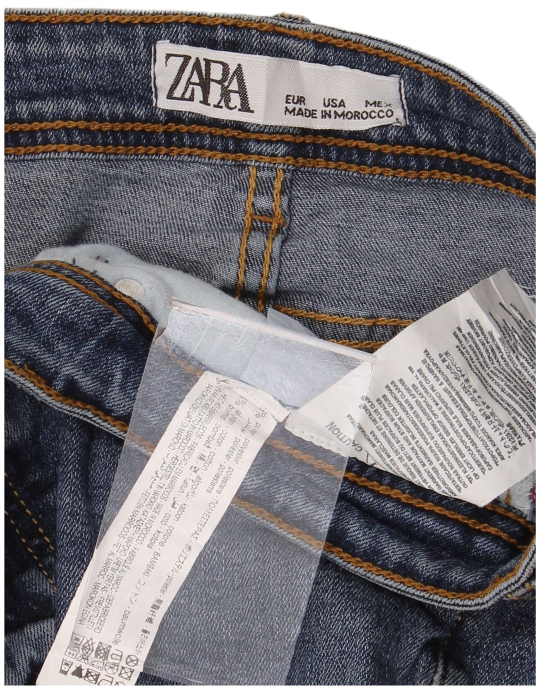 Damskie jeansy Zara w trudnej sytuacji W36 L28 Niebieski poliester