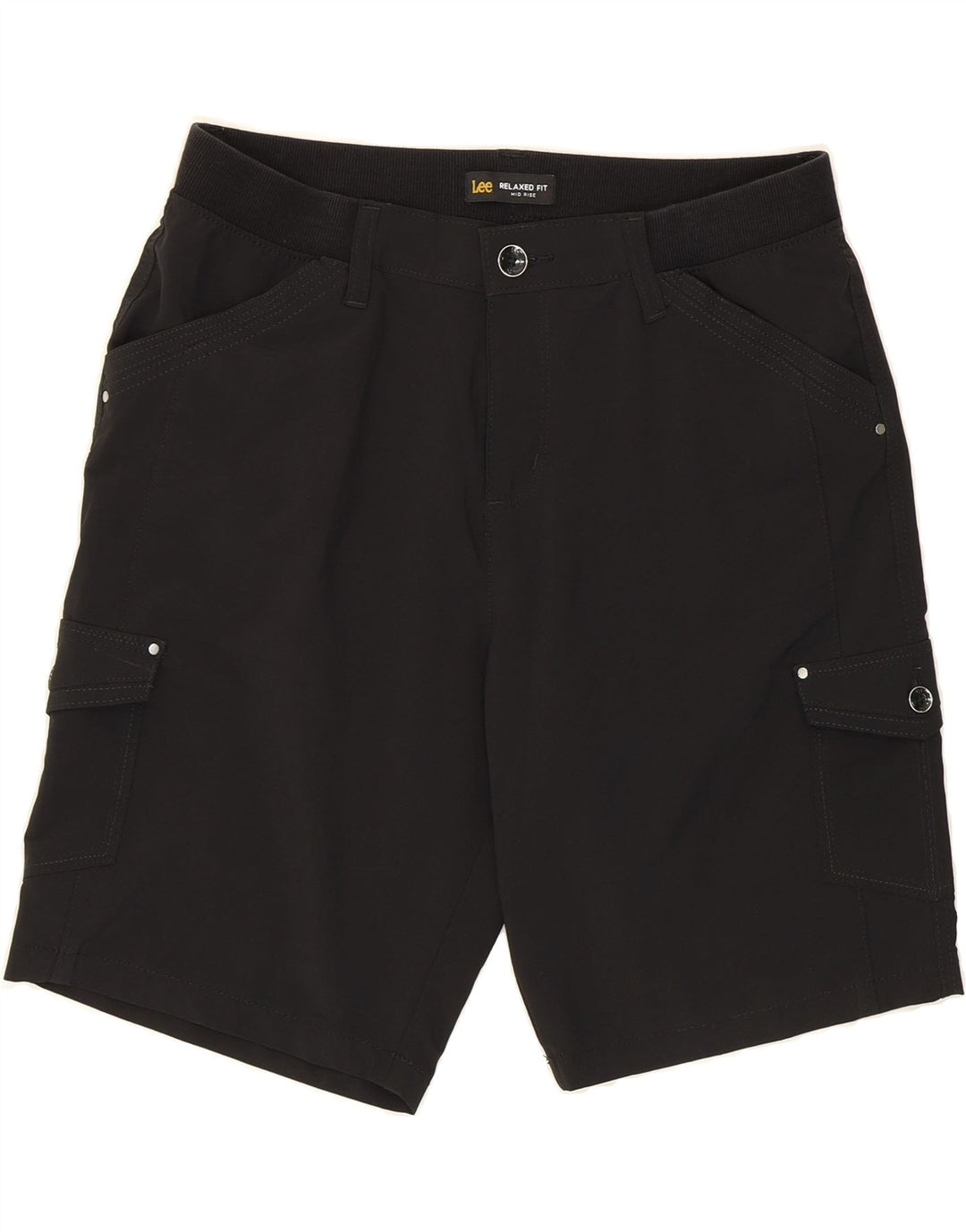 LEE Womens Mid Rise Relaxed Fit Cargo Shorts US 10 Large W32 Black Vintage Lee and Second-Hand Lee from Messina Hembry 