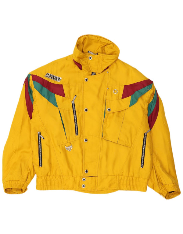 Męska kurtka narciarska SPYDER UK 42 XL, żółty poliester z blokami kolorów