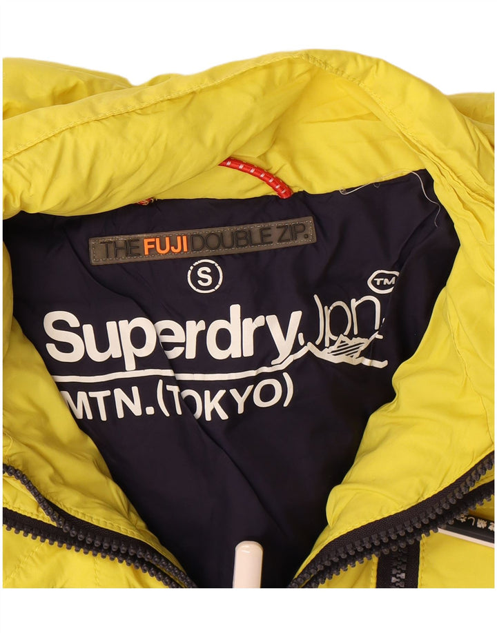 Damska ocieplana kurtka z kapturem Superdry UK 10, mała, żółta, poliester