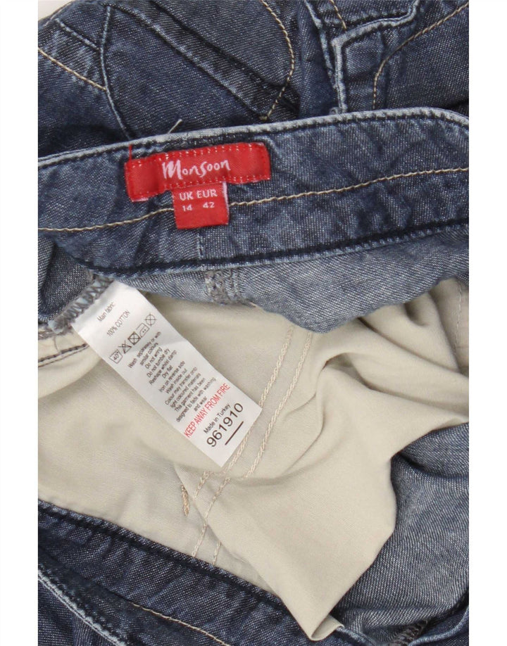 Damskie spodenki jeansowe Monsoon Cargo UK 14 Medium W34 L20 Niebieskie bawełniane