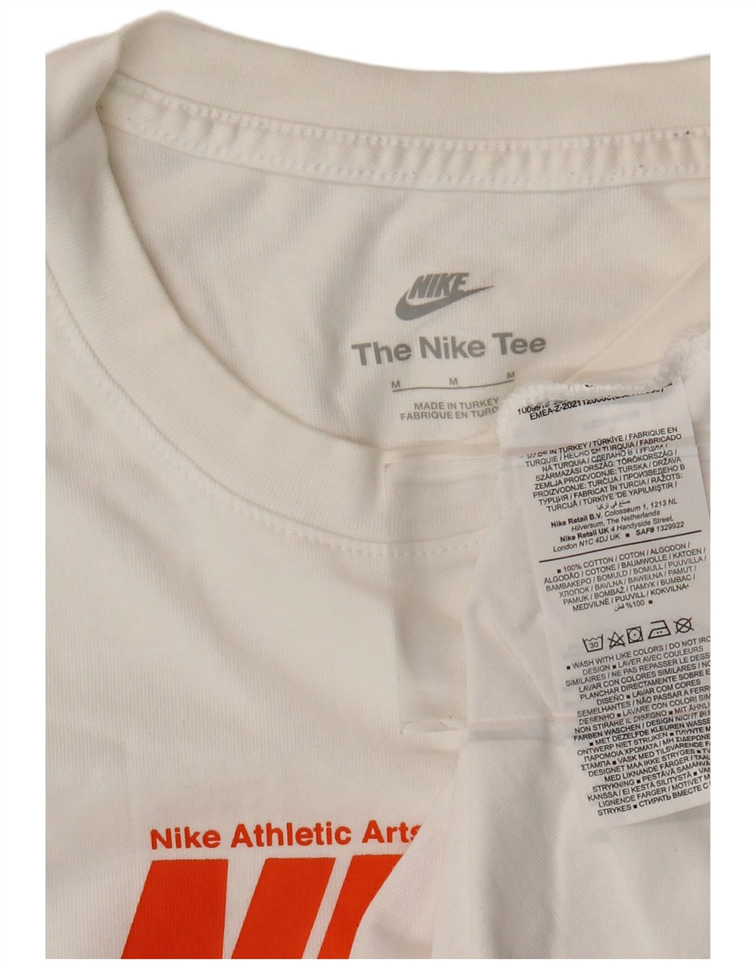 Męski T-shirt z grafiką NIKE, bawełniany, średni, w kolorze złamanej bieli