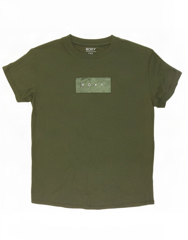 Damska koszulka z grafiką Roxy Top UK 14, średnia bawełna khaki