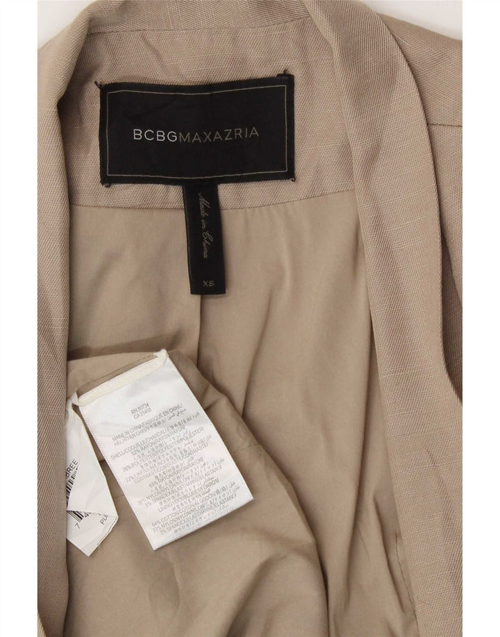 BCBGMAXAZRIA Damska asymetryczna otwarta marynarka UK 6 XS Beżowy Rayon