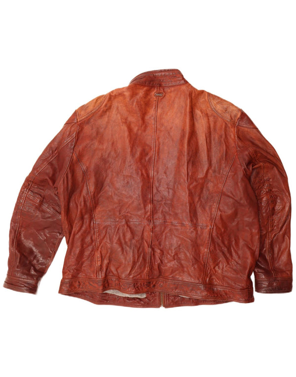 ENGBERS Męska kurtka skórzana UK 46 3XL Burgundowa