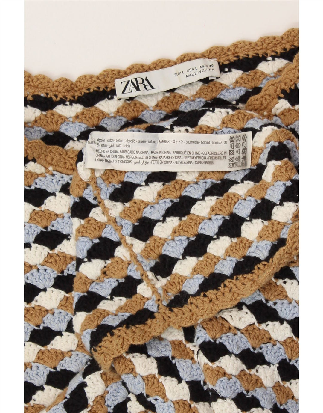 Damski sweter ZARA Crop Boat Neck Sweter UK 14, duży, wielokolorowy