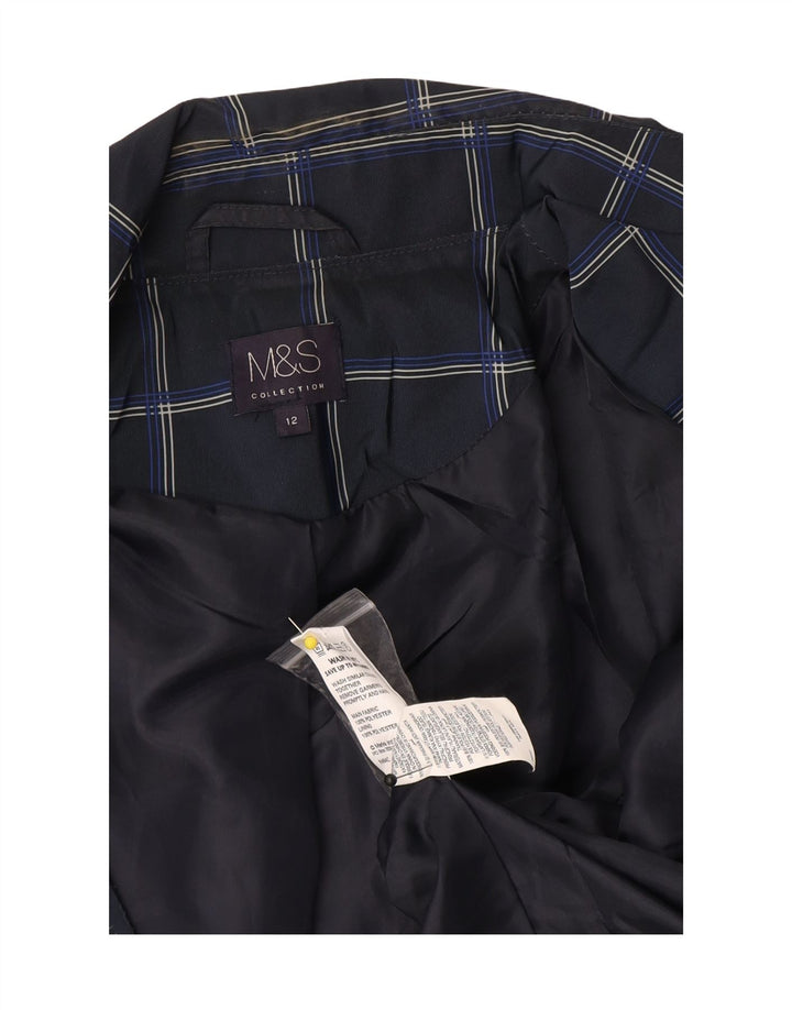 Marks & Spencer Damski trencz UK 12, średni granatowy, poliester w kratkę