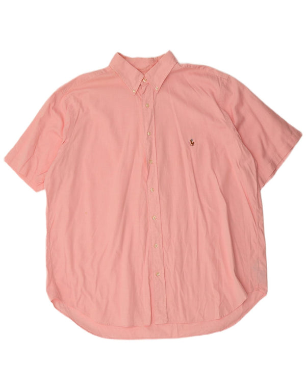Polo Ralph Lauren Męska duża koszula z krótkim rękawem o klasycznym kroju XL, różowa, bawełniana