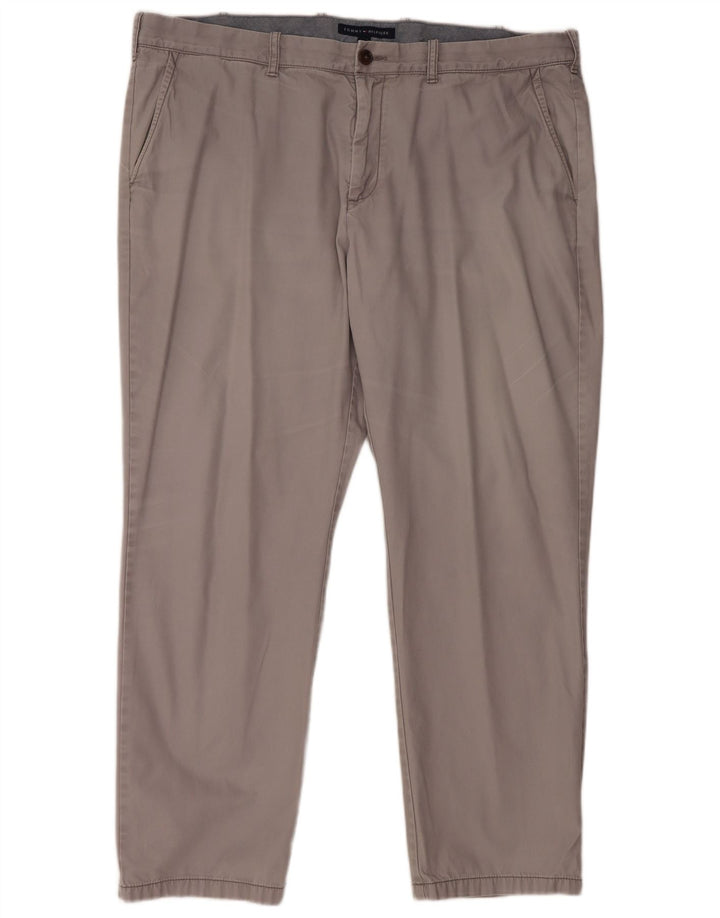 Męskie proste spodnie chino TOMMY HILFIGER W42 L32 Szara bawełna