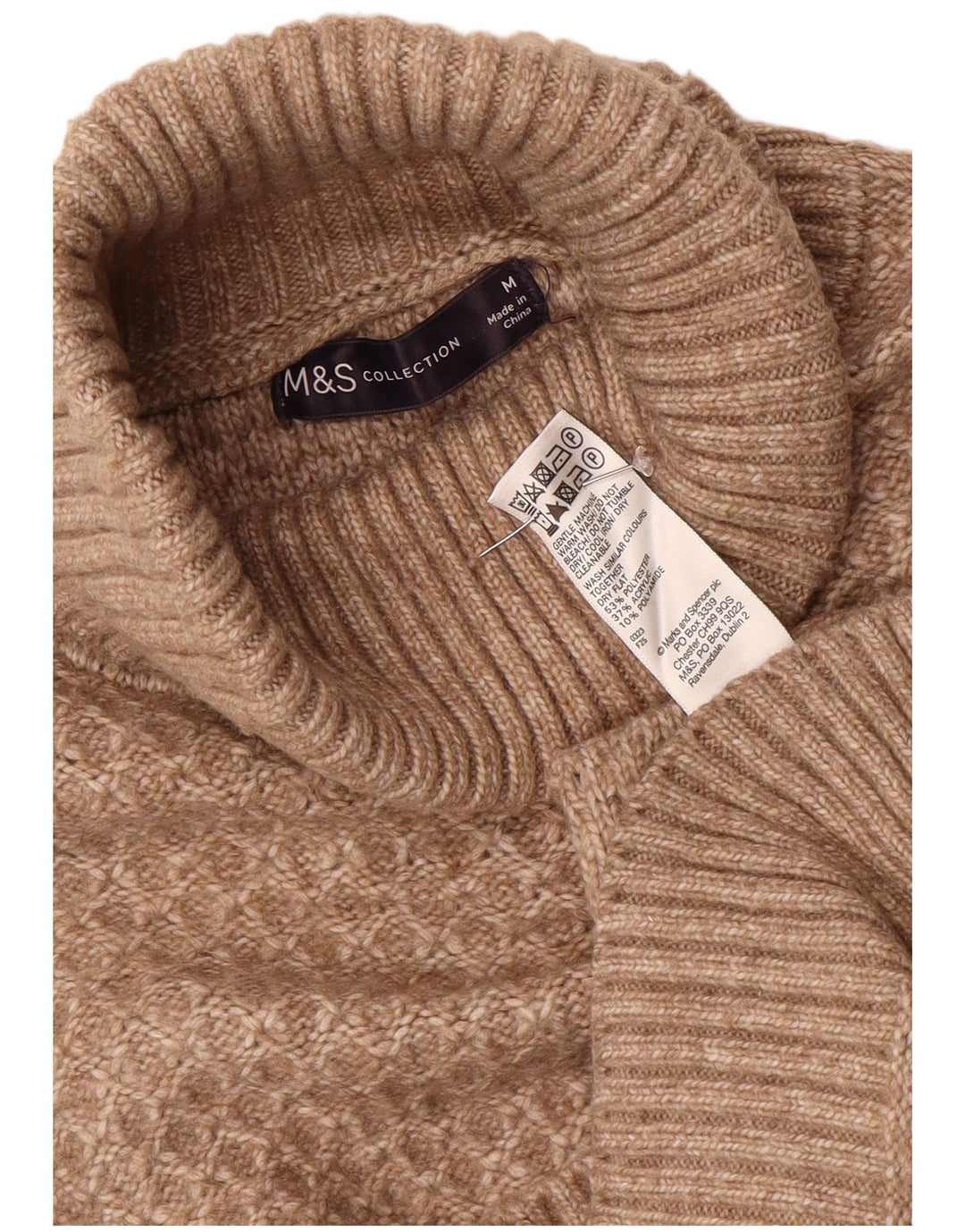 Marks & Spencer Damski sweter z golfem, UK 14, średni brąz