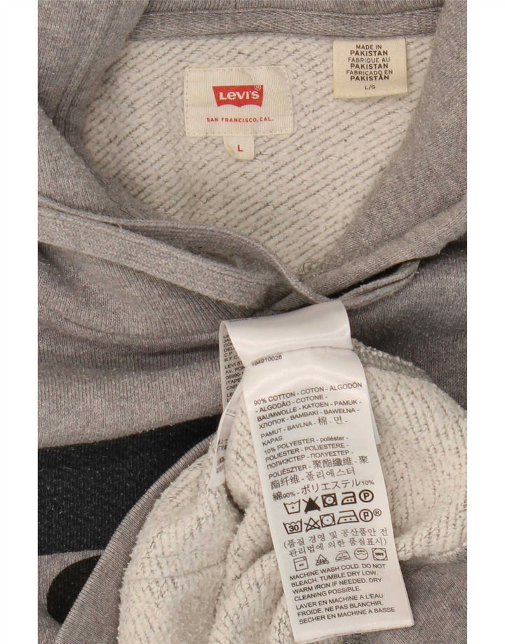 Męski sweter z kapturem z grafiką Levi's, duży, szary, bawełniany