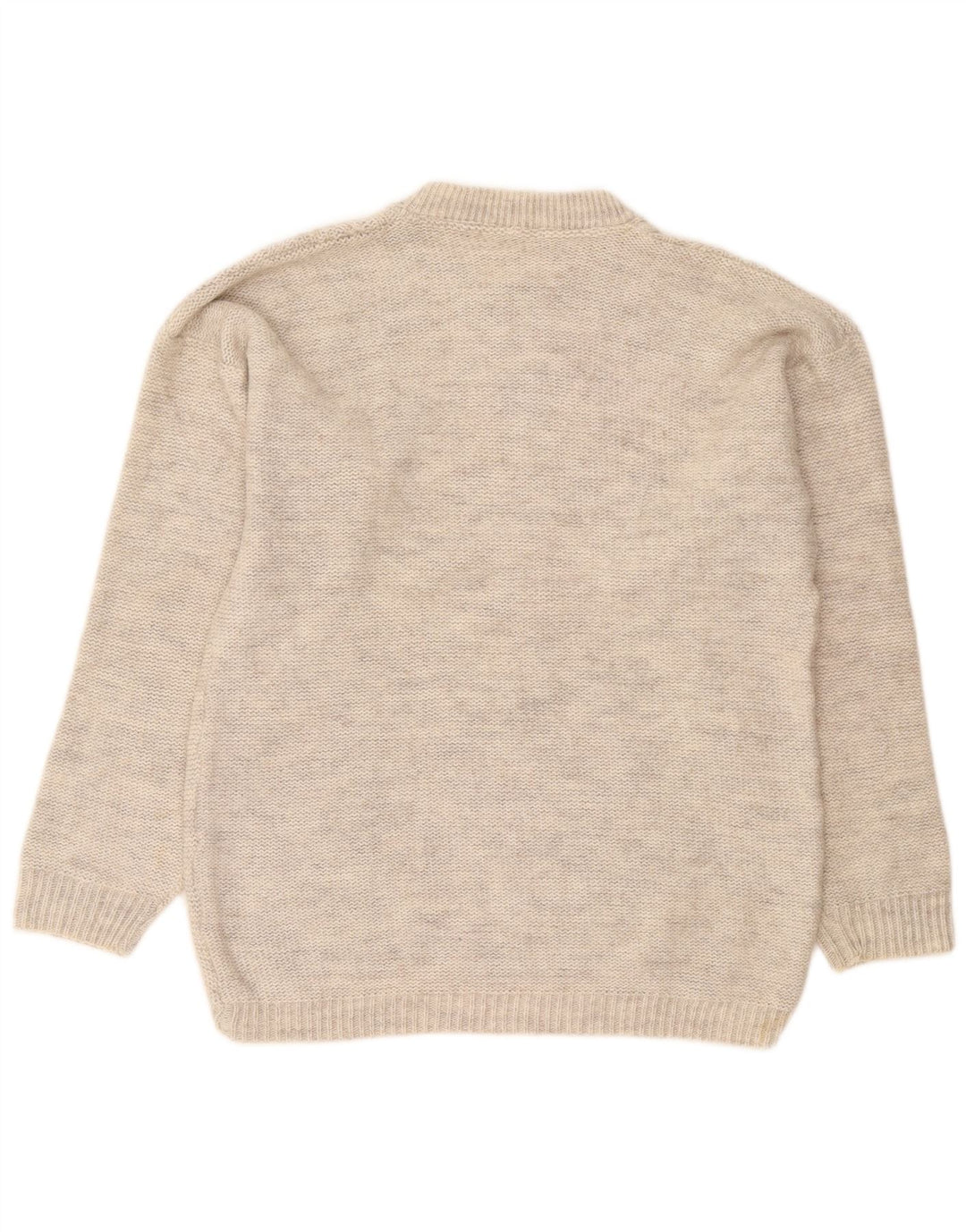 Sweter damski w stylu vintage z okrągłym dekoltem UK 16, duży, szary