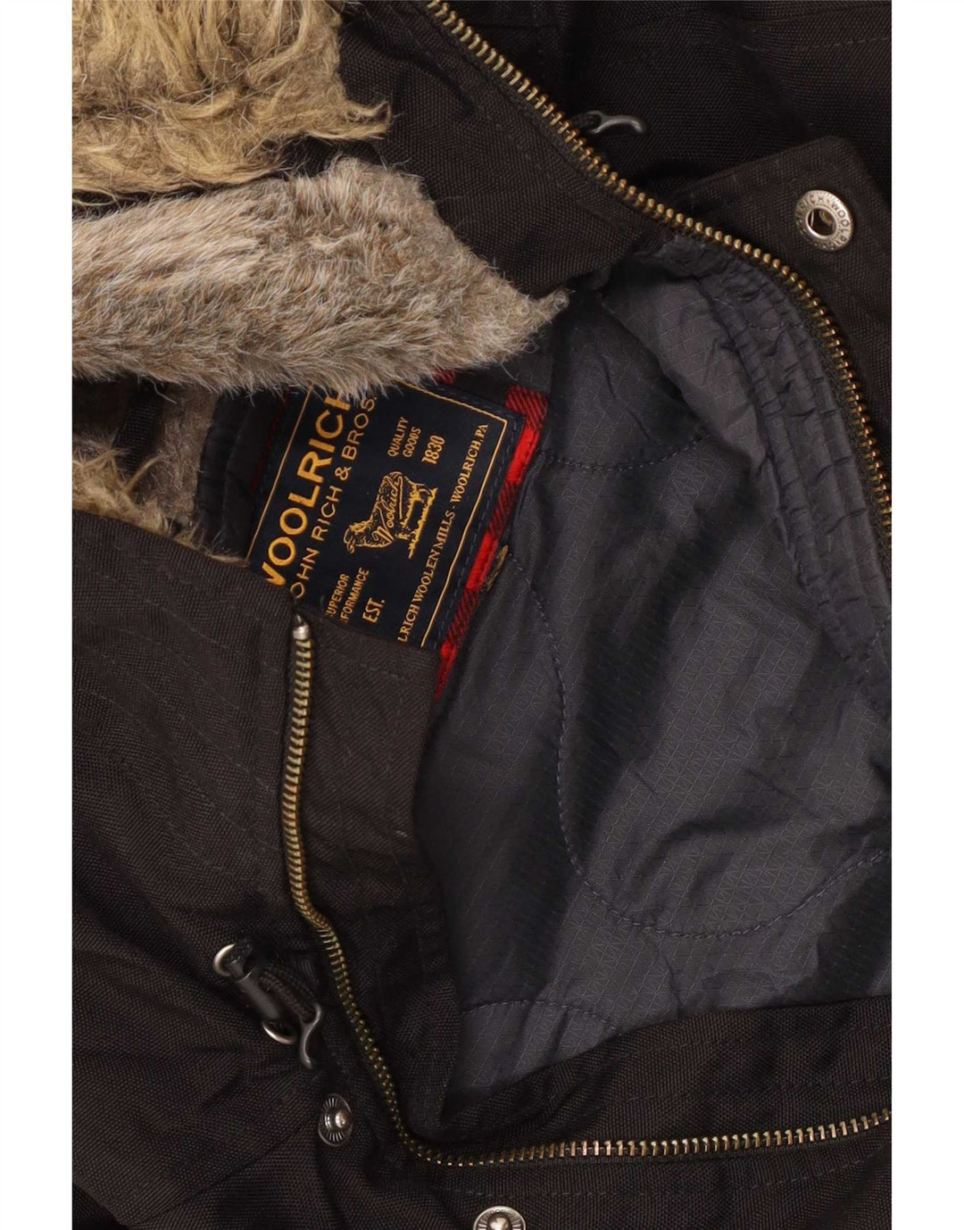 Męska kurtka bomber z kapturem Woolrich UK 40 duża czarna Kolorblok