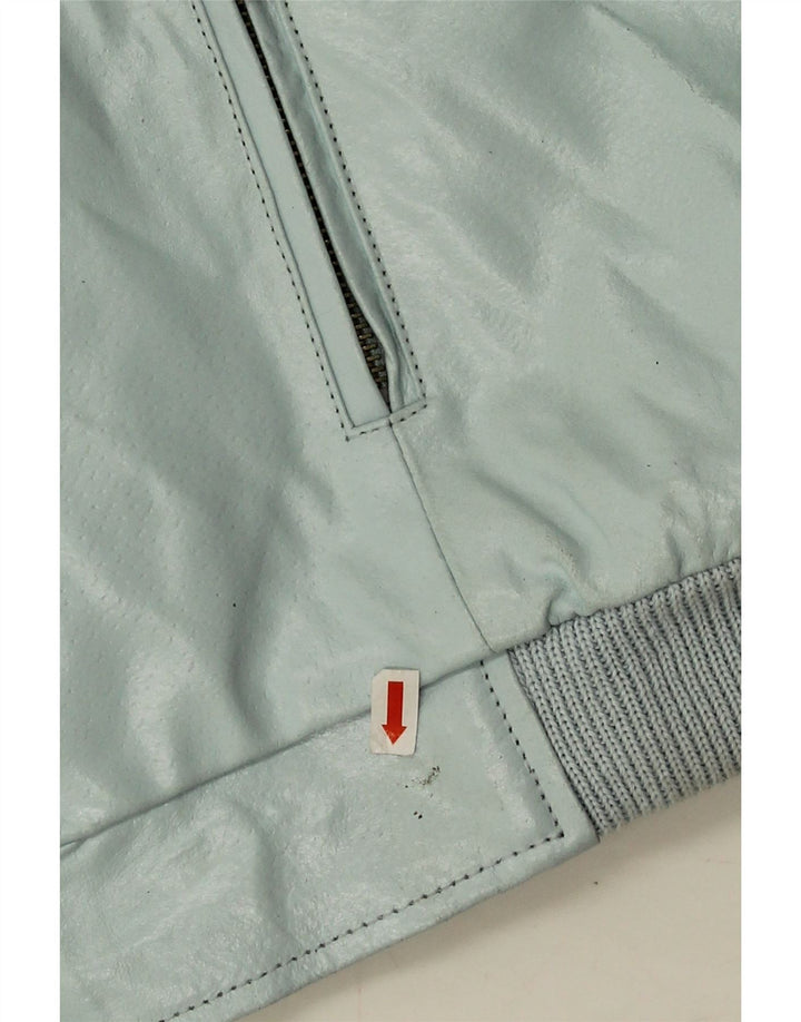 Vintage damska kurtka bomber ze sztucznej skóry IT 44 średni niebieski
