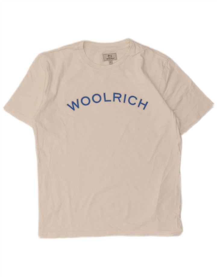 Chłopięcy T-shirt z grafiką Woolrich 11-12 lat, biała bawełna