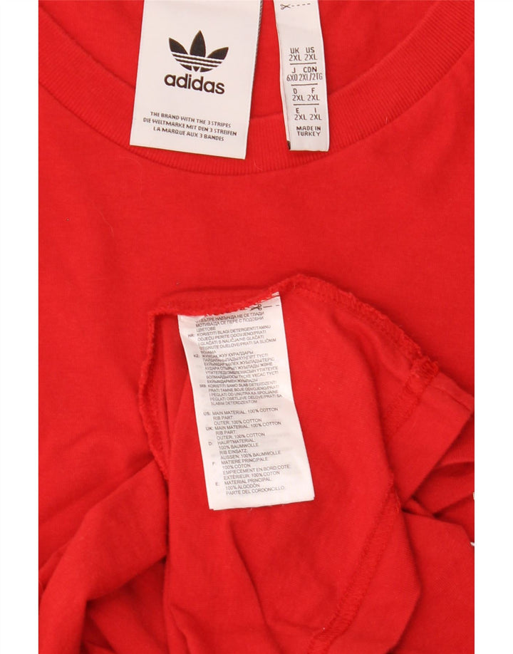 Adidas Męska Koszulka Top 2XL Czerwona Bawełna