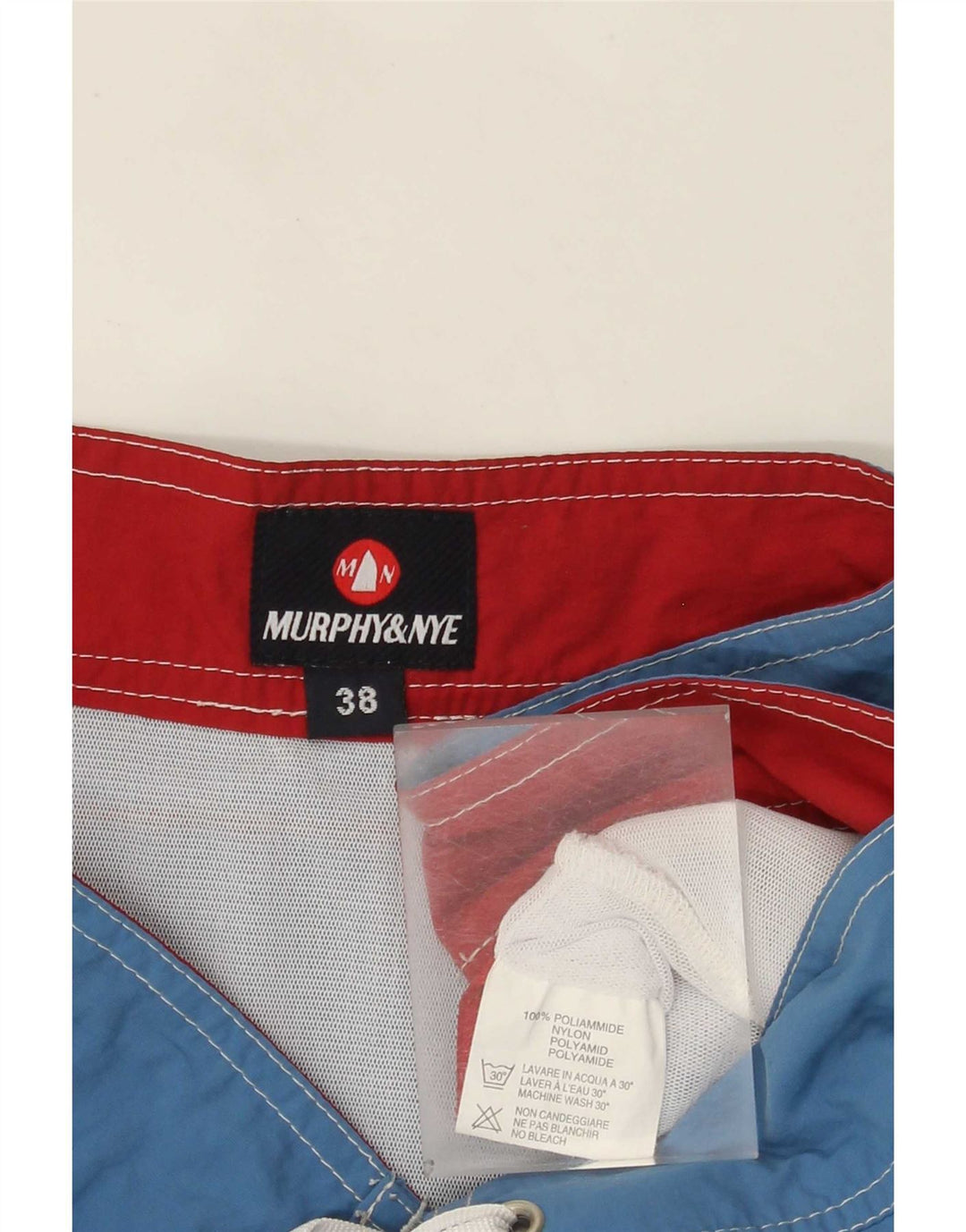 Męskie spodenki kąpielowe Murphy & Nye Graphic XL, niebieski poliamid z blokami kolorów