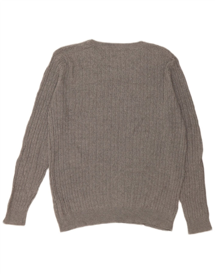 Męski sweter z okrągłym dekoltem Zara XL, szara bawełna
