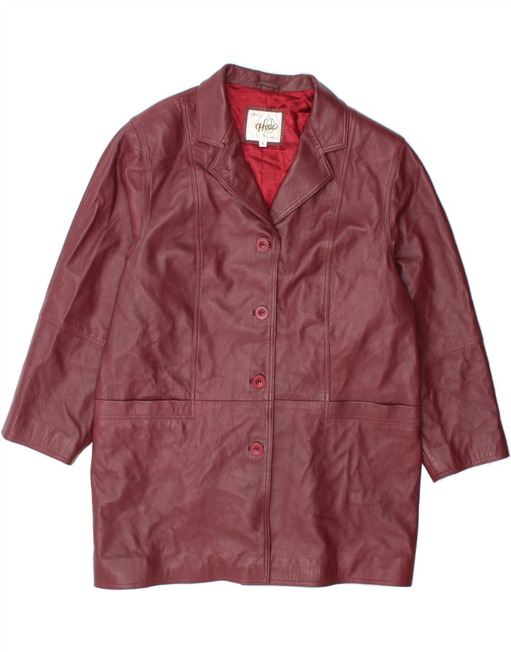 HYDE Womens Leather Coat UK 16 Large Burgundy Leather Vintage Hyde and Second-Hand Hyde from Messina Hembry 