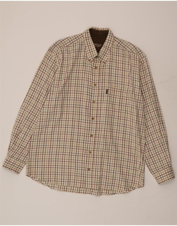 Koszula męska Barbour 2XL, bawełniana beżowa kratka