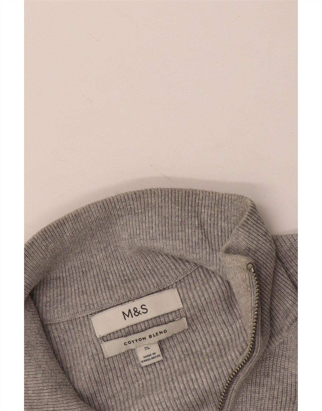 Marks & Spencer Męski sweter z zamkiem błyskawicznym XL, szary, bawełniany