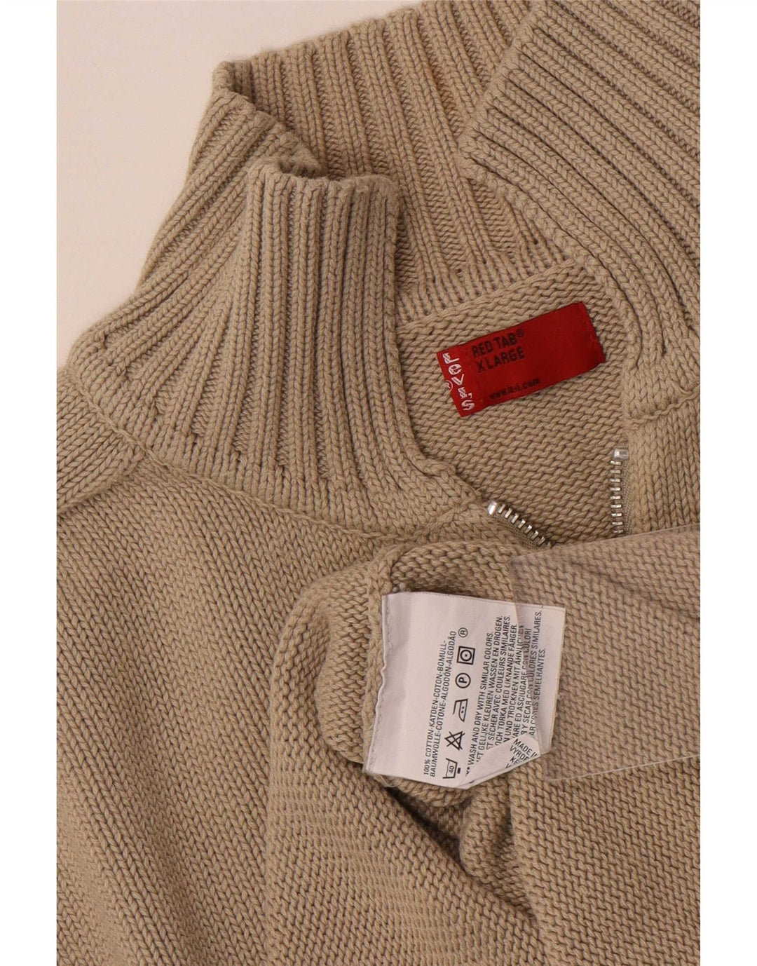 Męski sweter rozpinany Levi's XL, beżowy, bawełniany