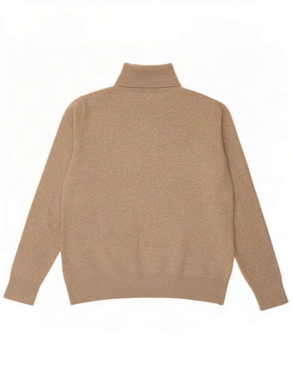 Marks & Spencer Damski sweter z golfem, UK 10, mały, beżowy poliester